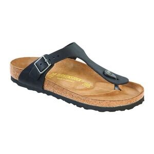 Birkenstock Betula Gizeh Womens Black Leather T-Strap Slip On Thong Sandals 39